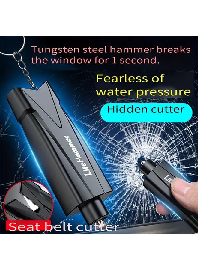 Black Portable Car Safety Hammer Window Breaker Seatbelt Cutter Emergency Tool - Image 1